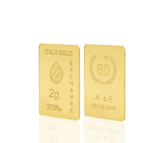 Lingou de Aur cadou  pentru Aniversare 60 ani de Căsătorie 9K de 2g. IGE GOLD