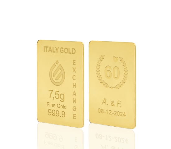 Lingotto Oro 24Kt da 7,5 gr. per Anniversario di matrimonio IGE GOLD