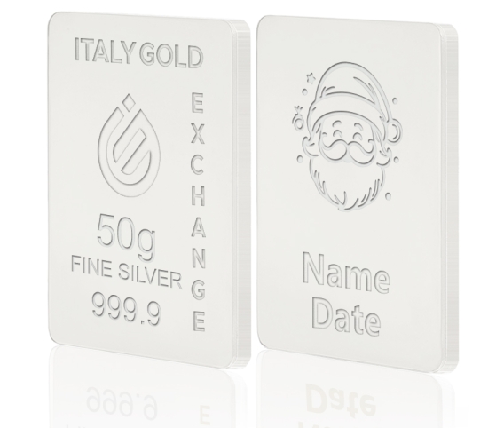 Lingou de Argint Pur cadou pentru Crăciun de 50 g. IGE GOLD