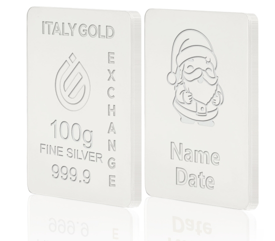 Lingou de Argint Pur cadou pentru Crăciun de 100 g. IGE GOLD