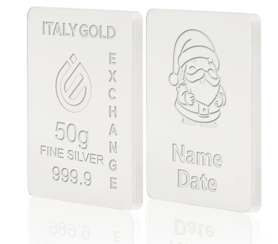 Lingou de Argint Pur cadou pentru Crăciun de 50 g. IGE GOLD