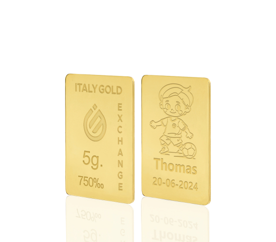 Lingotto Oro sport calcio 18 Kt da 5 gr. IGE GOLD