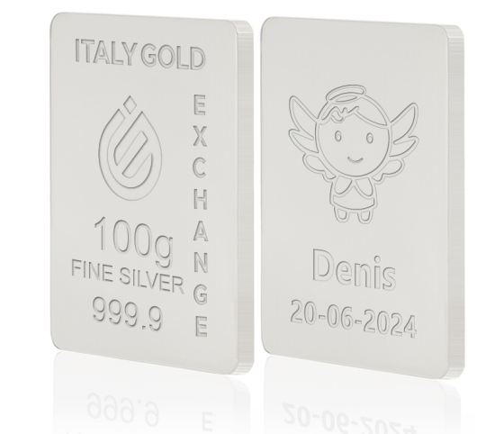 Sztabka Czyste Srebro 100 gr.  prezent na Chrzest IGE GOLD