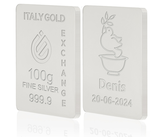 Lingotto Argento Puro 100 gr. per Battesimo  IGE GOLD
