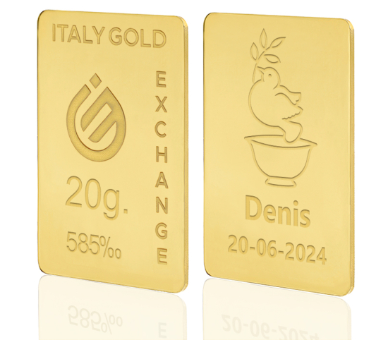 Sztabka Złota  prezent na Chrzest 14Kt 20gr IGE GOLD