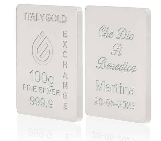 Lingotto Argento Puro 100 gr. per Battesimo  IGE GOLD
