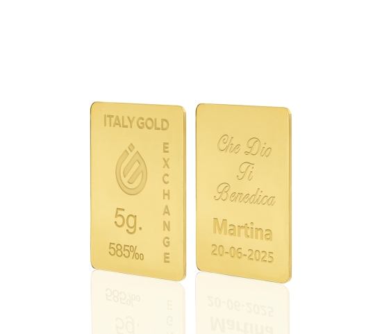 Lingotto Oro regalo  per Battesimo 14 Kt da 5 gr. IGE GOLD