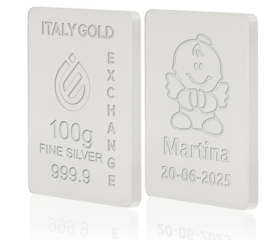 Lingotto Argento Puro 100 gr. per Battesimo  IGE GOLD