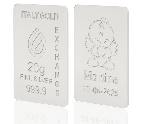 Lingote de Plata Pura 20 gr. para el bautismo IGE GOLD