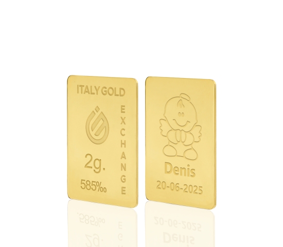 Lingot Or cadeau pour Baptême 14 ct de 2 g.  IGE GOLD