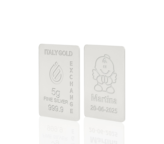 Lingotto Argento Puro 5 gr. per Battesimo  IGE GOLD