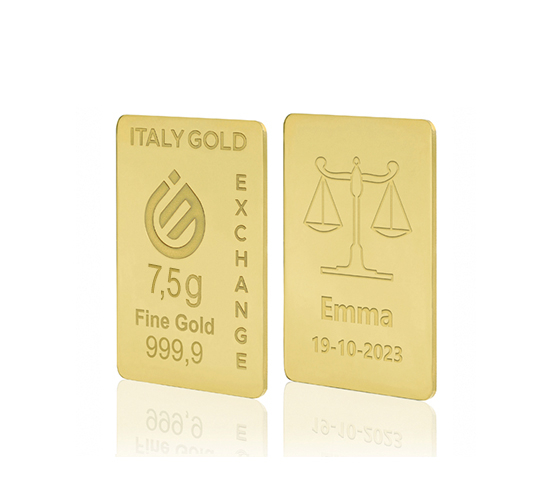 Sztabka złota ze znakiem zodiaku Waga 24kt 7,5gr IGE GOLD