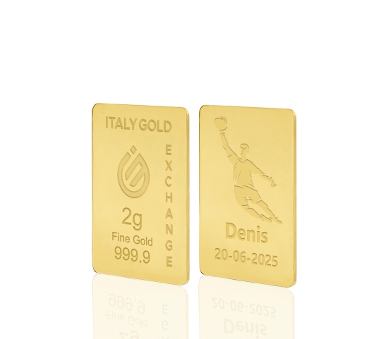 Lingotto Oro 24Kt da 2 gr. sport calcio IGE GOLD