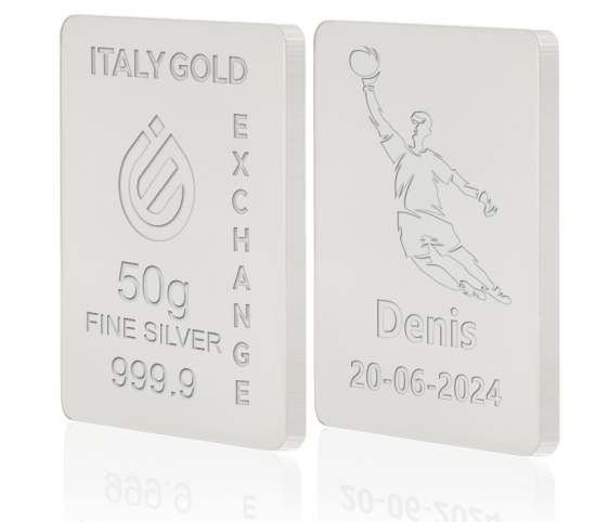 Lingotto Argento Puro 50 gr.  sport calcio IGE GOLD
