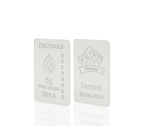 Lingotto Argento Puro 5 gr. per Compleanno  IGE GOLD