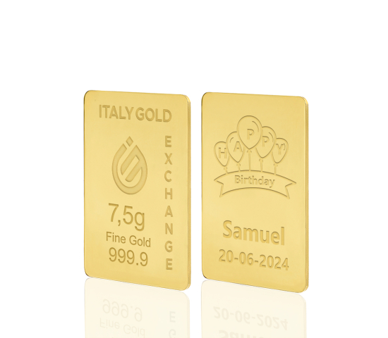 Lingotto Oro 24Kt da 7,5 gr. per Compleanno  IGE GOLD