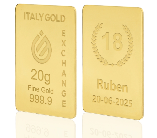 Lingote de oro de 24 quilates de 20 g. para cumpleaños IGE GOLD