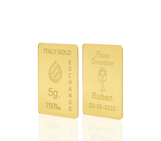 Lingote de oro de regalo para Comunión de 18 Kt de 5 g. IGE GOLD