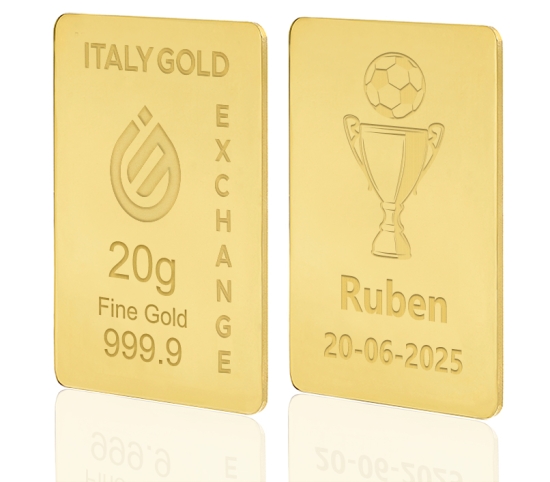 Gold ingot gift sport soccer cup - 24Kt - 20gr IGE GOLD