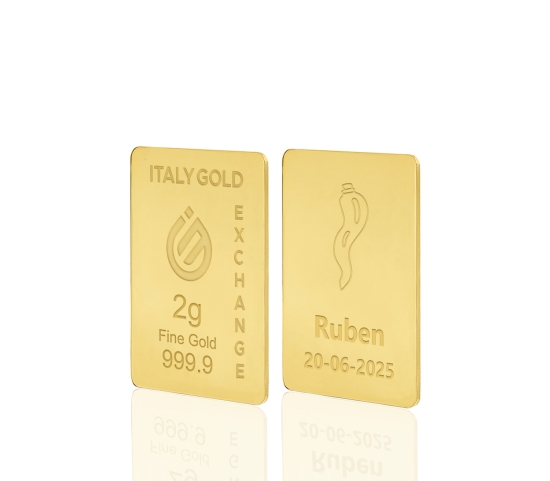 Lingote de Oro  Amuleto Cuerno de la suerte 24 Kt de 2 g. IGE GOLD