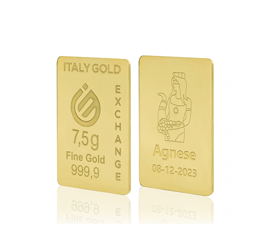 Gold ingot Good Luck Charms - Goddess of Fortune - 24Kt - 7,5gr IGE GOLD