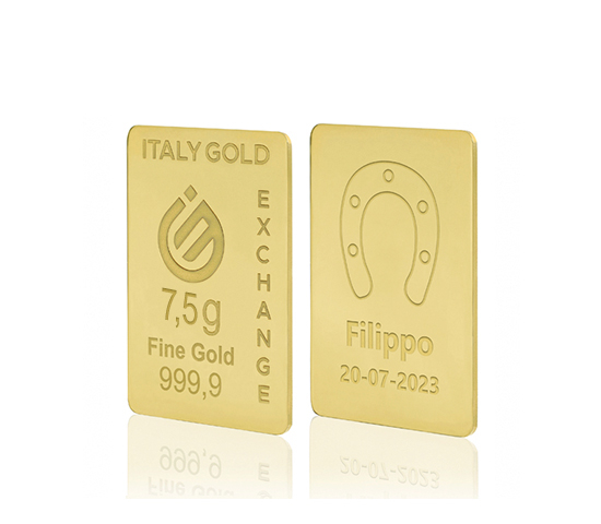 Lingot Or 24 ct de 7,5 g. Fer à cheval porte-bonheur IGE GOLD