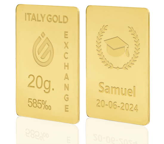Lingote de Oro de regalo para Graduación 14 Kt de 20 g. IGE GOLD