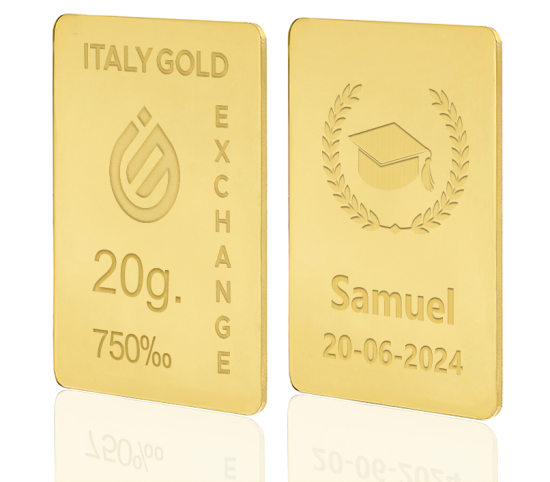 Lingotto Oro regalo per Laurea 18 Kt da 20 gr. IGE GOLD