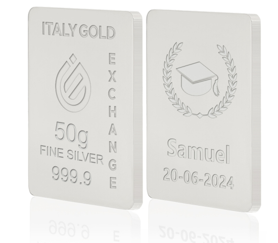 Lingou de Argint Pur cadou pentru Absolvire Facultate de 50 g. IGE GOLD