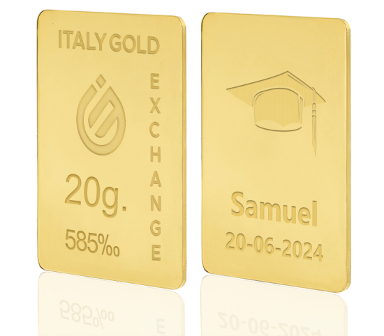 Lingot Or cadeau pour Diplôme 14 ct de 20 g.  IGE GOLD