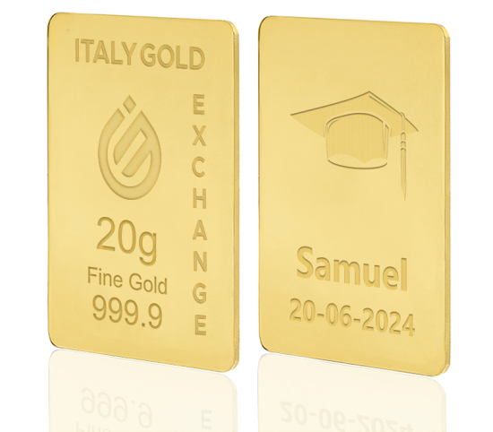 Gold ingot gift for Graduation - 24Kt - 20gr IGE GOLD