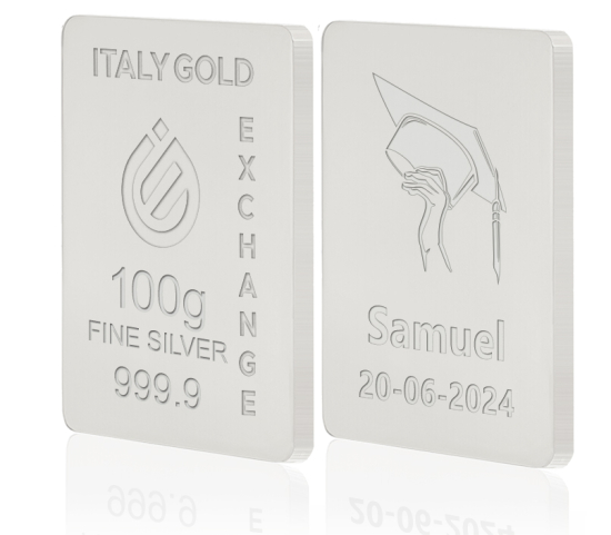 Lingou de Argint Pur cadou pentru Absolvire Facultate de 100 g. IGE GOLD