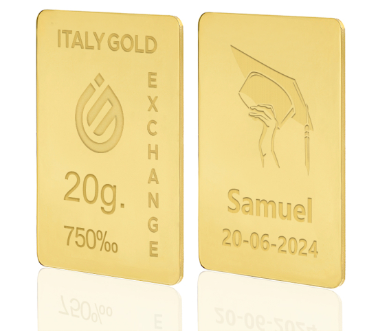 Lingotto Oro regalo per Laurea 18 Kt da 20 gr. IGE GOLD