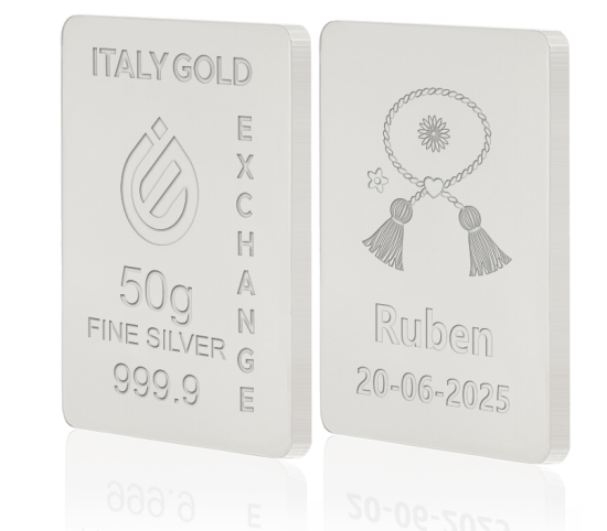Lingotto Argento Puro 50 gr. Mărțișor portafortuna  IGE GOLD