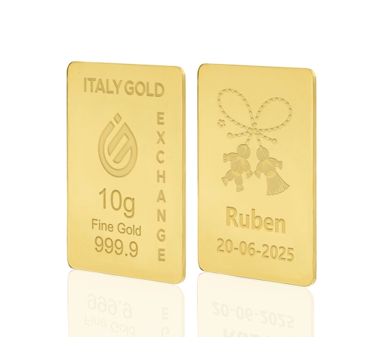 Lingote de oro de 24 quilates de 10 g. Amuleto de la suerte Mărțișor IGE GOLD
