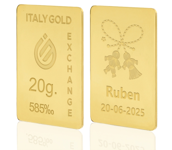 Lingotto Oro Mărțișor portafortuna 14 Kt da 20 gr. IGE GOLD