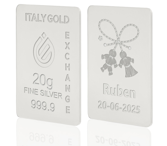 Lingotto Argento Puro 20 gr. Mărțișor portafortuna  IGE GOLD