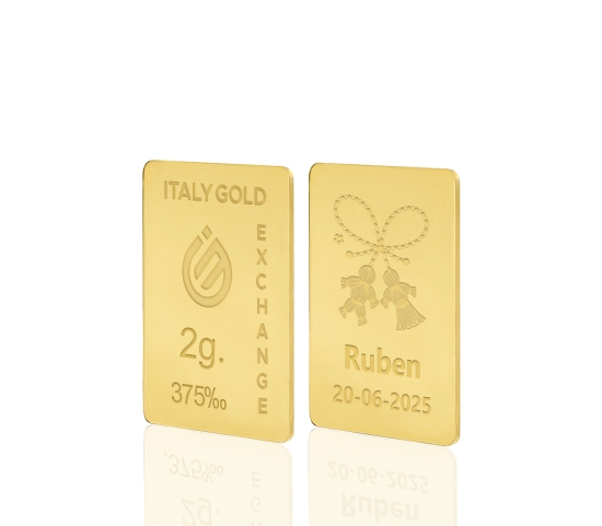 Lingote de oro con amuleto de la suerte Mărțișor de 2 g. IGE GOLD