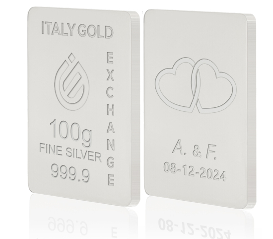 Sztabka Czyste Srebro 100 gr. w prezencie na Ślub  IGE GOLD