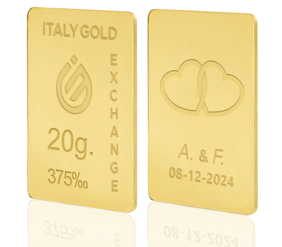 Lingou  de Aur cadou pentru Căsătorie 9K de 20 g.  IGE GOLD