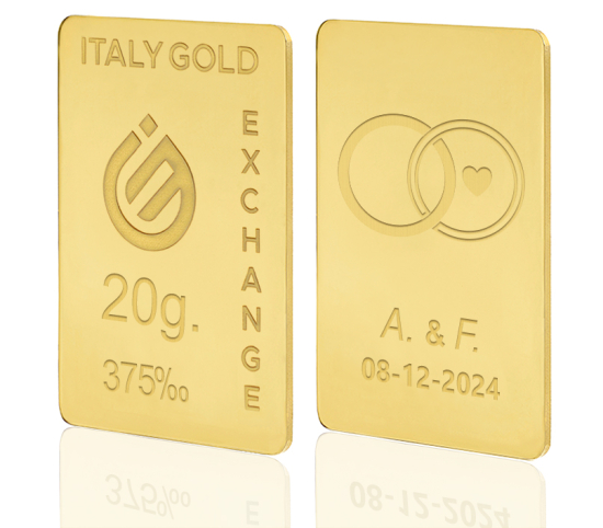 Lingote de Oro de regalo para Boda 9 kt de 20 g. IGE GOLD
