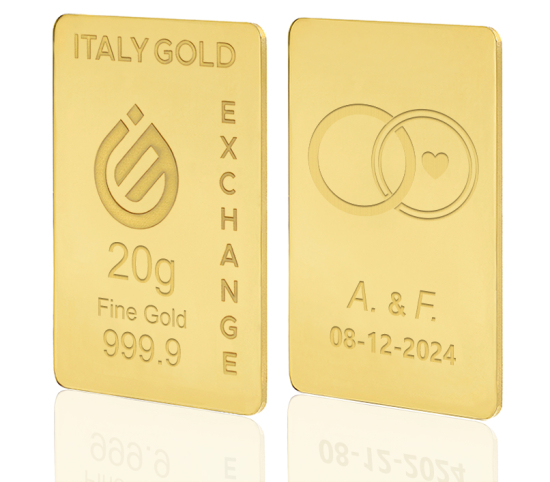 Lingou de Aur cadou pentru Căsătorie 24 K de 20 g. IGE GOLD