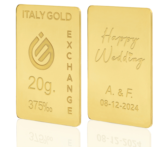 Lingou  de Aur cadou pentru Căsătorie 9K de 20 g.  IGE GOLD