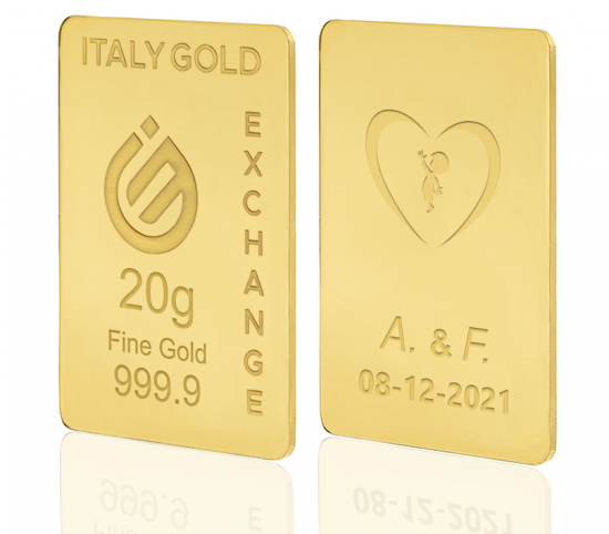 Lingou de Aur cadou pentru Căsătorie 24 K de 20 g. IGE GOLD