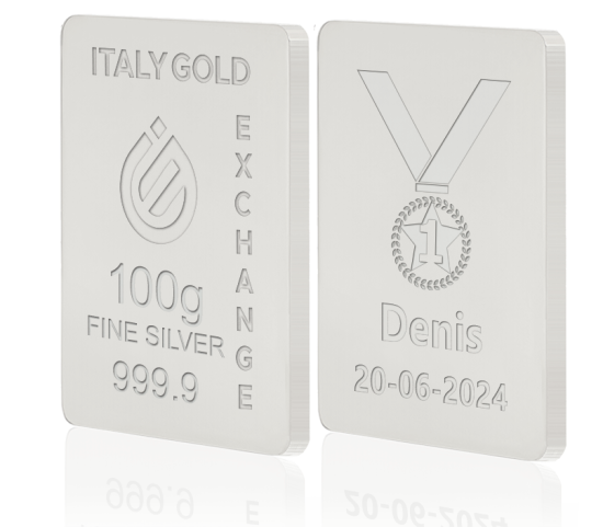 Silver ingot gift sport winner medal - 100gr IGE GOLD