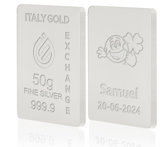Reines Geburtsgeschenk Silberbarren aus 50 g IGE GOLD