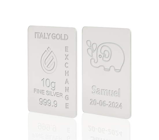 Lingote de Plata Pura 10 gr. para nacimiento IGE GOLD