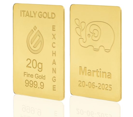 Lingote de oro de 24 quilates de 20 g. para nacimiento IGE GOLD