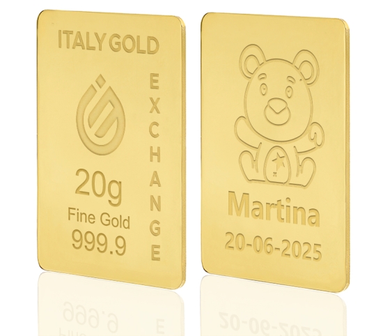 Lingotto Oro 24Kt da 20 gr. per Nascita  IGE GOLD