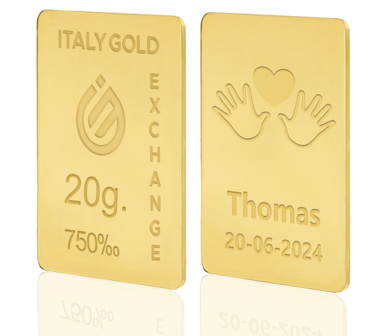 Lingou de Aur cadou pentru Naștere 18 K de 20 g. IGE GOLD